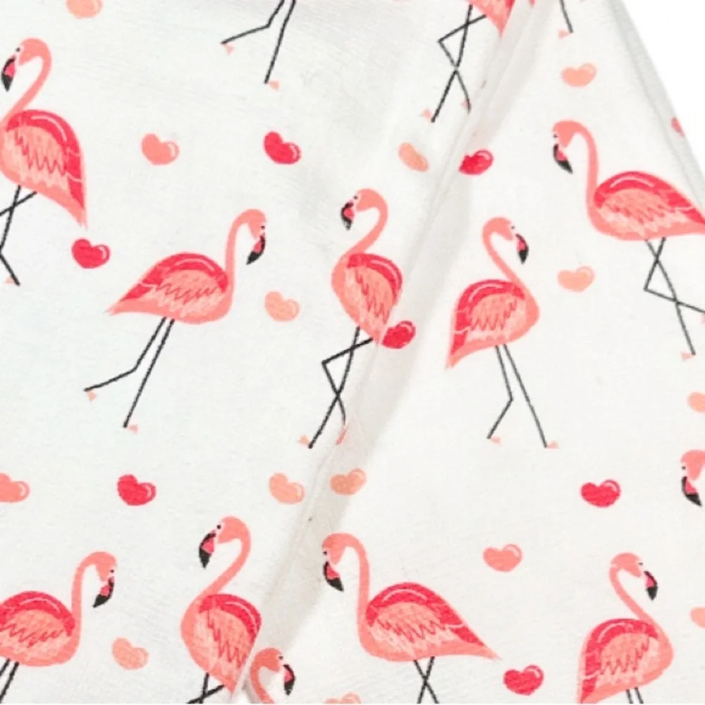 NEW Colordrift VALENTINE HEART & FLAMINGO Kitchen Towel Set/2